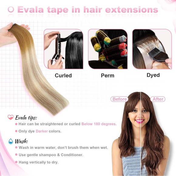 HUMAN HAIR 18” Remy Tape In Hair Extensions in Balayage #T8/P18/60, 20pcs - Picture 9 of 11